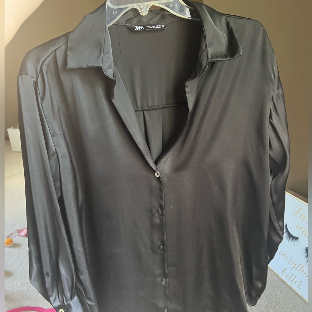 ZARA- silk button down